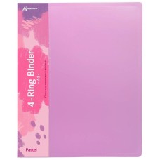 БЮРОКРАТ Папка панорама на 4-х кольцах Pastel PAST0740/4RPINK A4 пластик 0.7мм кор.40мм торц.карм с бум. встав розовый