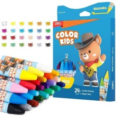 DELI Восковые мелки EC221-24 Color Kids трехгр. 24цв. (24шт) дл.75мм д.11мм картон.кор./европод