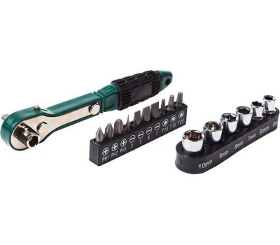 Наборы головок торцевых и насадок со вставками REXANT (12-6070) НАБОР ГОЛОВОК И БИТ С КЛЮЧОМ-ТРЕЩОТКОЙ 17 ПРЕДМЕТОВ