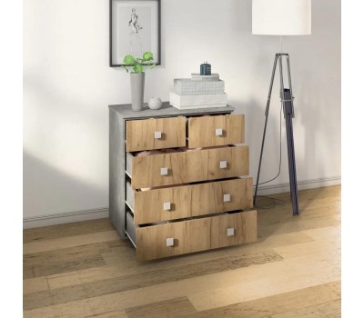 Комод БИТЕЛ ЛОФТ-5 Ателье светлое/дуб крафт золотой