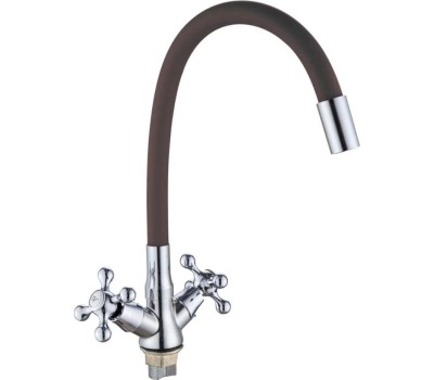 Смеситель GOTA ROCIO G095538-GOTA Barcelona Смеситель д/кухни с 2-мя рукоятками с высоким силиконовым изливом, креп. гайка серый