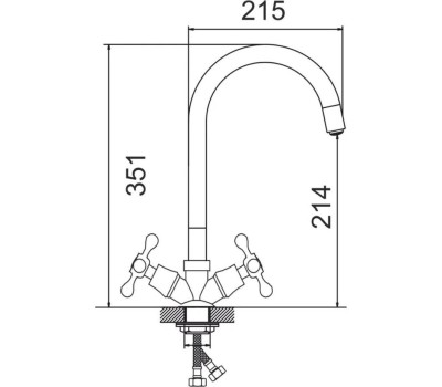 Смеситель GOTA ROCIO G095538-GOTA Barcelona Смеситель д/кухни с 2-мя рукоятками с высоким силиконовым изливом, креп. гайка серый