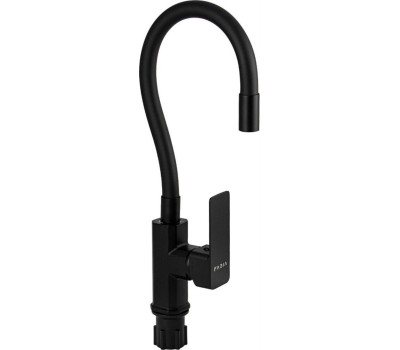 Смеситель для кухни FABIA 9656 Смеситель для кухни, шаровый, с гибким черным изливом , корпус квадратный, цвет ЧЕРНЫЙ.