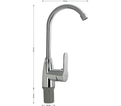 Смесители BRIMIX 5911 Смеситель для кухни, боковой, шаровый, из высокопрочного АБС пластика, цвет ХРОМ