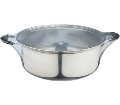 Кастрюля из нержавеющей стали с крышкой из жаропрочного стекла БЕЗ ТМ Promo, объем 3.6 л, (104616)