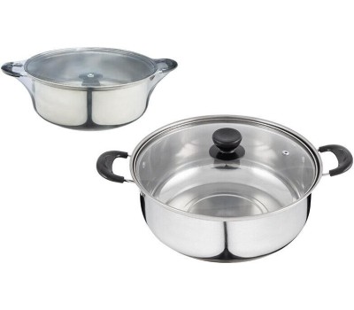 Кастрюля из нержавеющей стали с крышкой из жаропрочного стекла БЕЗ ТМ Promo, объем 3.6 л, (104616)