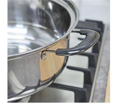 Кастрюля из нержавеющей стали с крышкой из жаропрочного стекла БЕЗ ТМ Promo, объем 3.6 л, (104616)