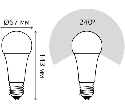 GAUSS Лампа светодиодная Elementary 25Вт цок.:E27 груша 220B св.свеч.бел.теп. A67 (упак.:10шт) (73215)