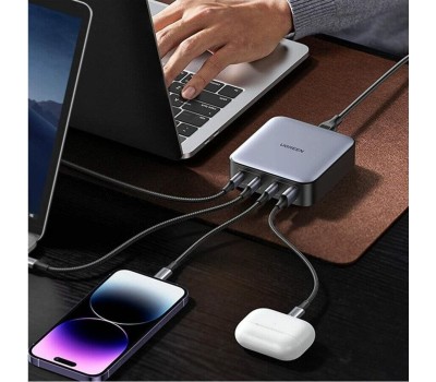 UGREEN Зарядное устройство CD328 (90928) Nexode 100W 1*USB-A+3*USB-C Desktop Fast Charger. Цвет: серый