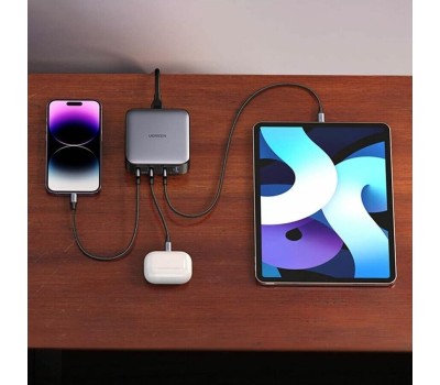 UGREEN Зарядное устройство CD328 (90928) Nexode 100W 1*USB-A+3*USB-C Desktop Fast Charger. Цвет: серый
