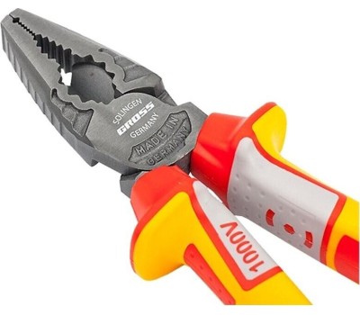 Плоскогубцы GROSS Плоскогубцы комбинированные, диэлектрические трехкомпонентные рукоятки до 1000 В, 180 мм 16989
