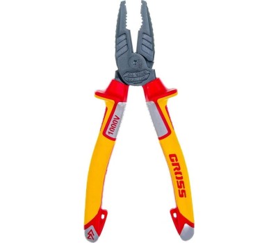 Плоскогубцы GROSS Плоскогубцы комбинированные, диэлектрические трехкомпонентные рукоятки до 1000 В, 180 мм 16989