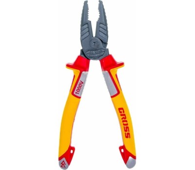 Плоскогубцы GROSS Плоскогубцы комбинированные, диэлектрические трехкомпонентные рукоятки до 1000 В, 180 мм 16989