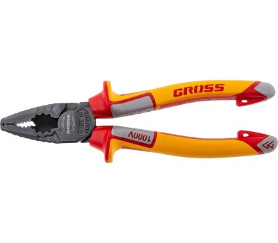 Плоскогубцы GROSS Плоскогубцы комбинированные, диэлектрические трехкомпонентные рукоятки до 1000 В, 180 мм 16989