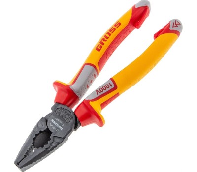Плоскогубцы GROSS Плоскогубцы комбинированные, диэлектрические трехкомпонентные рукоятки до 1000 В, 180 мм 16989