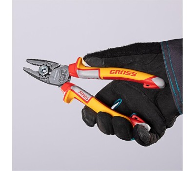 Плоскогубцы GROSS Плоскогубцы комбинированные, диэлектрические трехкомпонентные рукоятки до 1000 В, 180 мм 16989