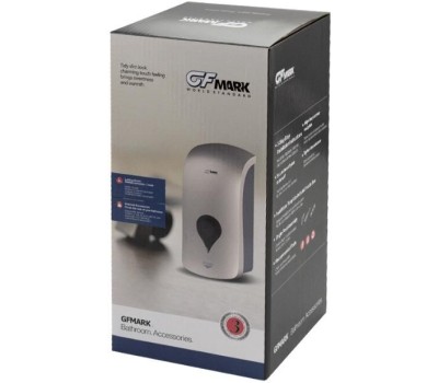 GFmark - Дозатор СЕНСОРНЫЙ, для жидкого МЫЛА, пластик АБС, СЕРЫЙ, большой, с глазком - капля, 1000 мл 6396