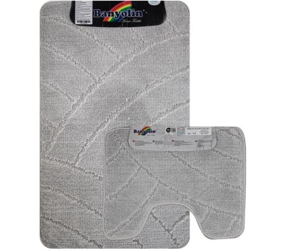 САНАКС - Коврик в ванную КЛАССИК УНИ 201825, двойной Светло-Серый, 55х90 + 45х55 см, 100% полиэстер 00360