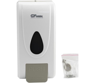 GFmark - Дозатор для ПЕНЫ с педалью, пластик АБС БЕЛЫЙ, большой, с глазком - капля, 1000 мл 714