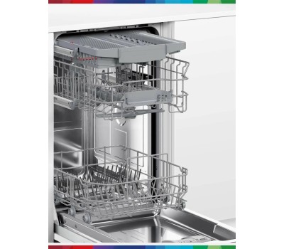 BOSCH Встраиваемая посудомоечная машина SPV4HMX14Q, узкая, ширина 44.8см, полновстраиваемая, загрузка 10 комплектов, нержавеющая сталь