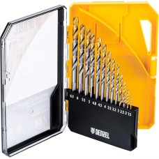 Набор сверл DENZEL Набор сверл по металлу, 1,5-6,5мм, Р6М5-TiN, Golden Tip, 13 шт 723002