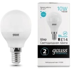 GAUSS Упаковка ламп LED E14, шар, 10Вт, 53130, 10 шт