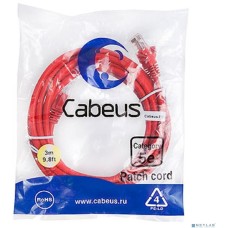 Cabeus PC-UTP-RJ45-Cat.5e-3m-RD Патч-корд U/UTP, категория 5е, 2xRJ45/8p8c, неэкранированный, красный, PVC, 3м