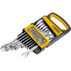 Набор ключей DENZEL Набор ключей комбинированных трещоточных 6-19 мм, 8 шт., CrV, матовый хром 14721