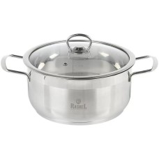 Кастрюля RASHEL Кастрюля R-50, 5л из нержавеющей стали со стекл. кр., 24х11,5см
