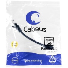 CABEUS Патч-корд PC-UTP-RJ45-Cat.5e-0.15m-BK-LSZH U/UTP RJ-45 вил.-вилка RJ-45 кат.5E 0.15м черный LSZH