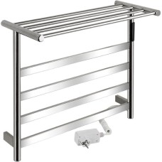KRAFTTE - Полотенцесушитель электрический, 510 х 575 х 220 мм, лесенка на 4 перекладины с полкой, 75 Вт, из нержавеющей стали, сенсорное управление с таймером до 24 часов, цвет ХРОМ. 44022