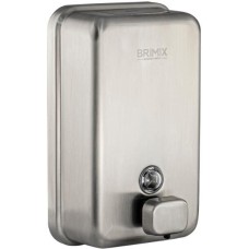 BRIMIX - Дозатор для жидкого мыла 1000 мл, настенный, прямоугольный корпус с глазком, из нержавеющей стали марки SUS 304, цвет САТИН. 616K