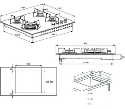 Независимая варочная панель газовая BEKO HIAG 64223 SX