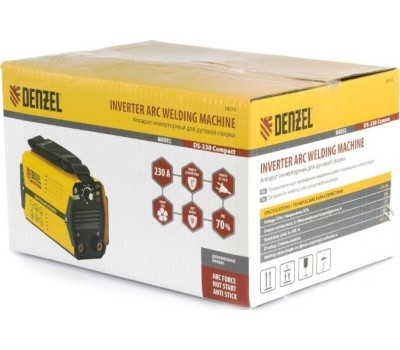 Сварочное оборудование DENZEL Аппарат инвертор. дуговой сварки DS-230 Compact, 230 А, ПВ 70%, диам.эл. 1,6-5 мм 94374