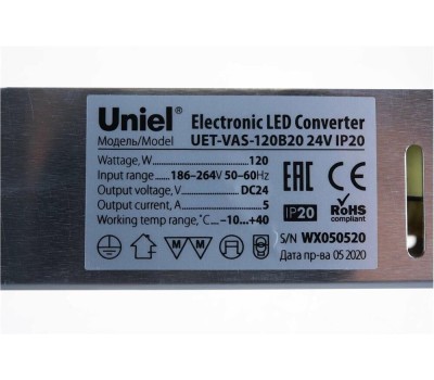 Не герметичные (класс защиты IP 20) UNIEL (UL-00002431) UET-VAS-120B20 24V IP20