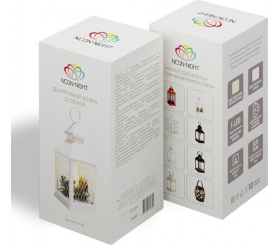 NEON-NIGHT (513-042) Декоративный фонарь со свечкой, белый , 10.5х10.5х24 см, цвет Теплый