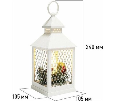 NEON-NIGHT (513-042) Декоративный фонарь со свечкой, белый , 10.5х10.5х24 см, цвет Теплый