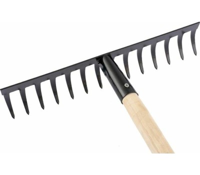 Грабли СИБРТЕХ Грабли стальные, 360х1300 мм, 14 прямых зубьев, деревянный черенок 61742