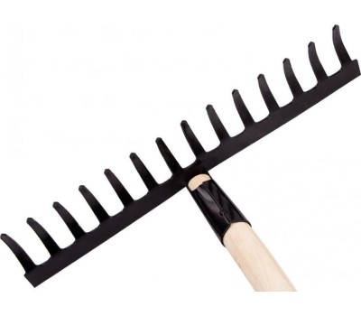 Грабли СИБРТЕХ Грабли стальные, 360х1300 мм, 14 прямых зубьев, деревянный черенок 61742