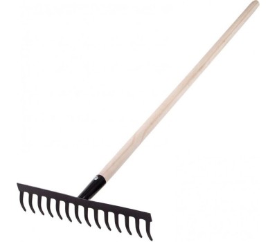 Грабли СИБРТЕХ Грабли стальные, 360х1300 мм, 14 прямых зубьев, деревянный черенок 61742
