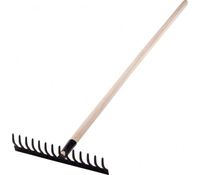 Грабли СИБРТЕХ Грабли стальные, 360х1300 мм, 14 прямых зубьев, деревянный черенок 61742