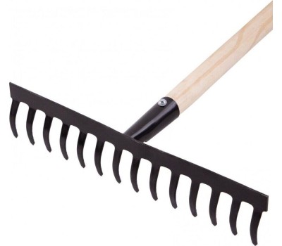 Грабли СИБРТЕХ Грабли стальные, 360х1300 мм, 14 прямых зубьев, деревянный черенок 61742