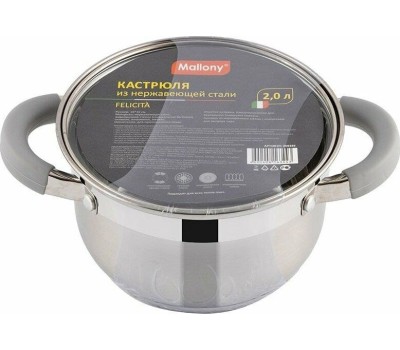 Кастрюля MALLONY Felicita, объем 2 л, из нерж стали с крышкой (009386)