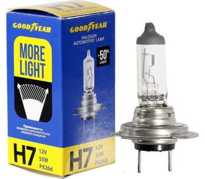 Лампа галогенная GOODYEAR GY017124 лампа галогенная автомобильная Н7 12V 55W PX26d More Light