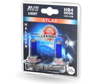 Лампа галогенная AVS ATLAS/5000К/ HB4/9006.12V.51W.блистер 2шт