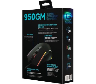 GMNG Мышь проводная 950GM, игровая, оптическая, USB, 7200dpi, черный [1533300]