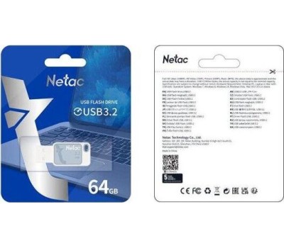 Флешка NETAC Флешка USB UA31 64ГБ, USB3.2, синий [nt03ua31n-064g-32bl]