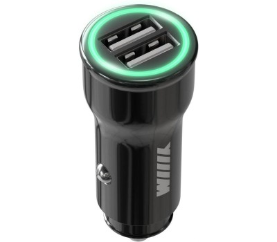 WIIIX Автомобильное зарядное устройство UCC-5-2-01-ANT, 2xUSB-A, 2.4A, черный