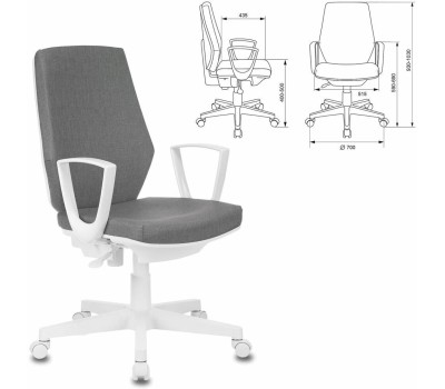 Кресло компьютерное БЮРОКРАТ Кресло CH-W545, ткань, до 120кг, пружинно-винтовой, серый