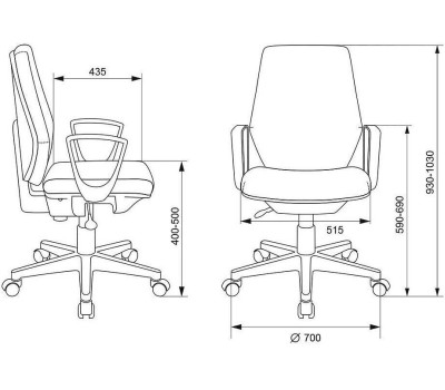 Кресло компьютерное БЮРОКРАТ Кресло CH-W545, ткань, до 120кг, пружинно-винтовой, серый